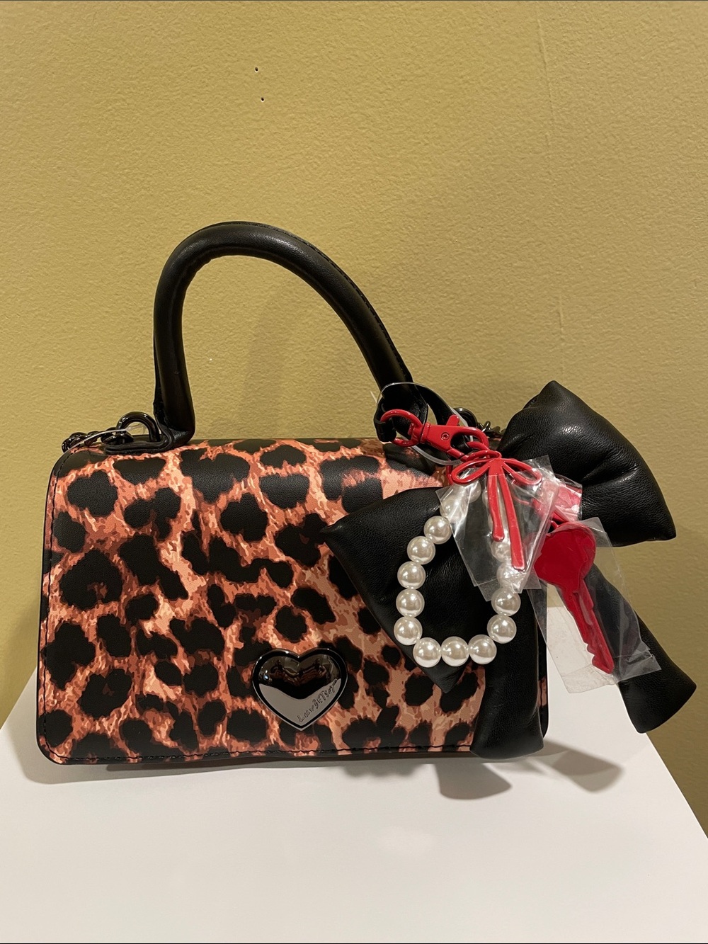 Leopard Print Betsey Bag/Crossbody Puffer Bow Charm Purse Chic Girly Aesthetic